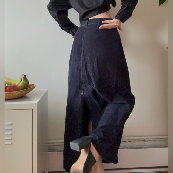 Vintage Jacob Annexe Navy Blue Corduroy Maxi Skirt (Size 5/6) - Picture 2 of 7